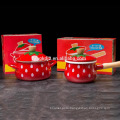 Hot sale roll rim & OEM enamel olla saucepan with single wooden handle